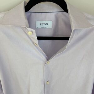 Eton Contemporary Light Purple Micro-Check Dress Shirt 43 / 17 (L)